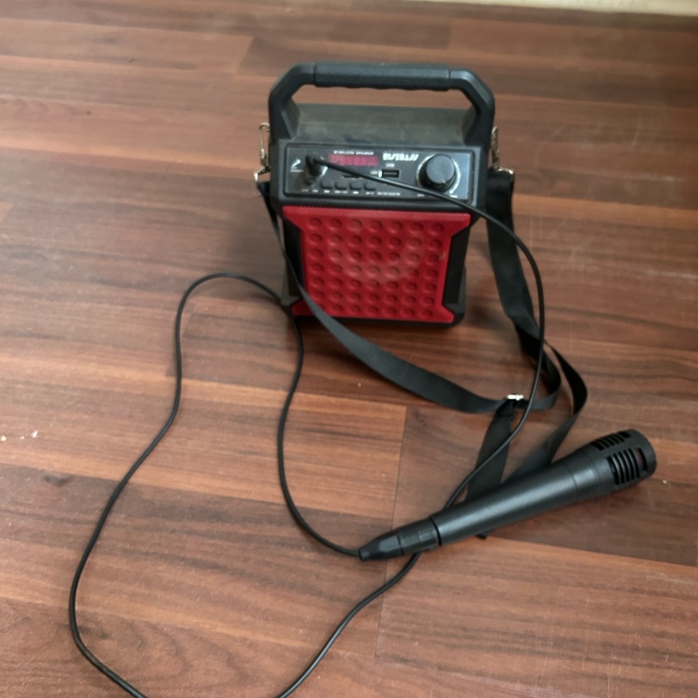Red and Black Portable Speaker with Microphone